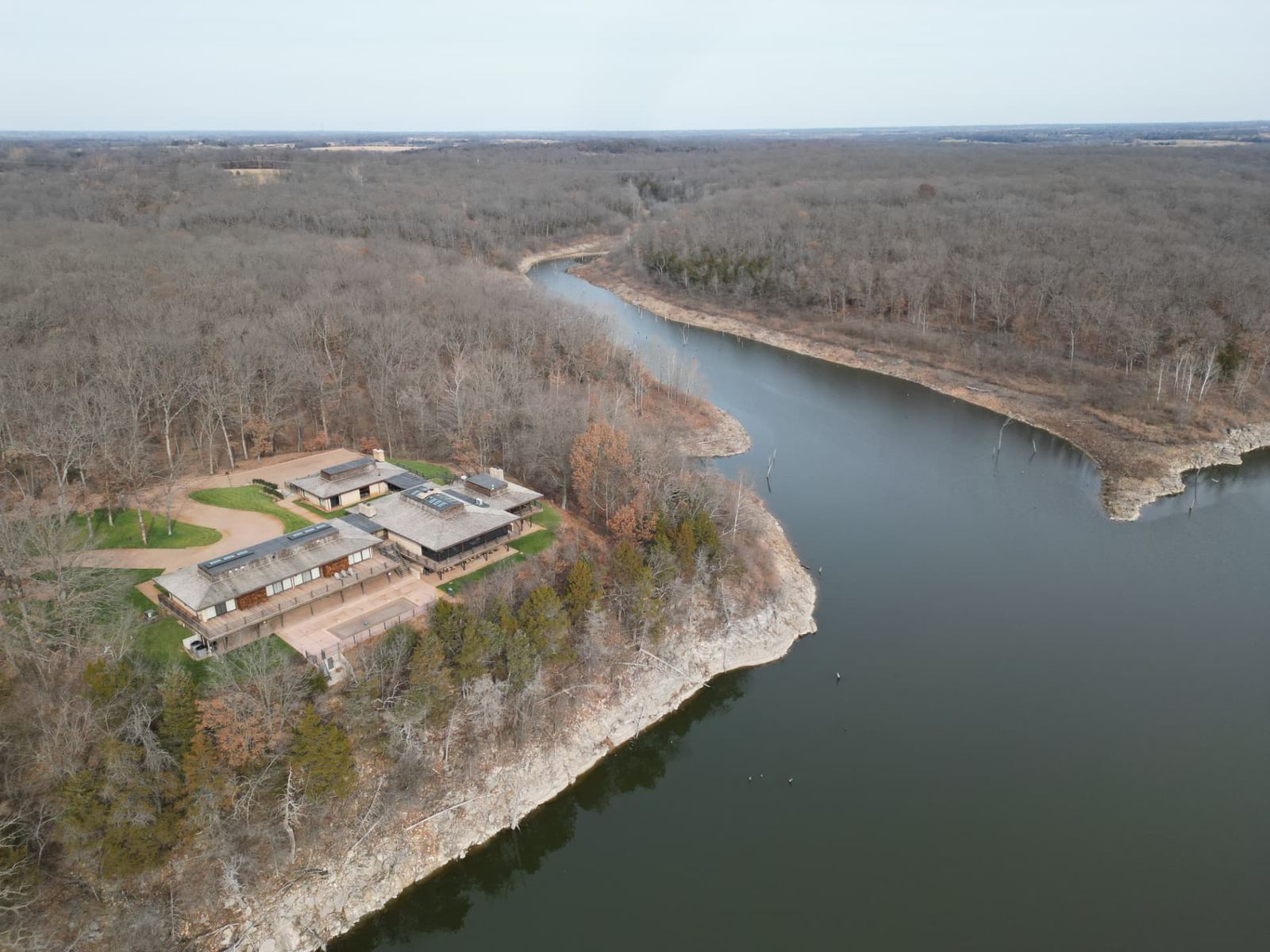 Aerial view of a Missouri lake